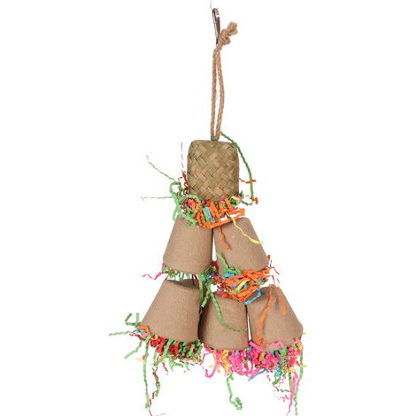 Jouets de recherche de nourriture pour oiseaux, gobelets en papier de palmier, couleurs vives, jouet de déchiquetage de perroquets à mâcher (1/5)