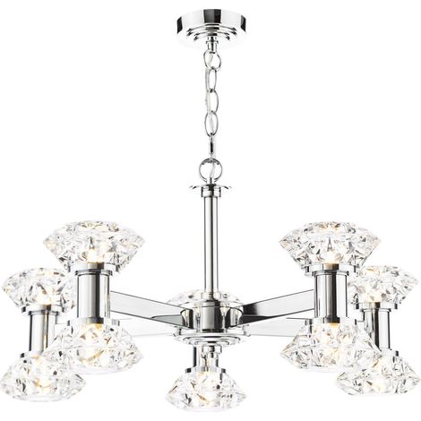 Dar Tiana Suspension Tiana à 10 lumières, finition chrome poli (1/5)