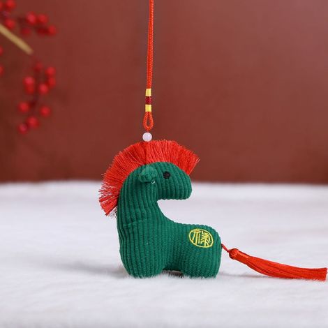 Pendentif Cheval - Style Nœud Chinois - Acrylique Rouge Or - 13 Cm - Décoration Murale Maison Voiture - Fête Traditionnelle Chinoise - 1 Pièce (1/5)