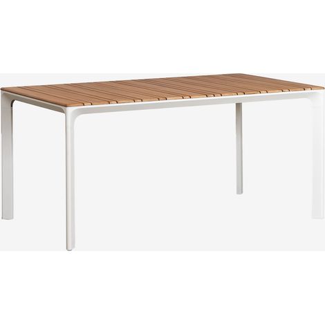 SKLUM Rechteckiger Gartentisch 160x90 cm aus Aluminium und Teakholz Katiana Weiss