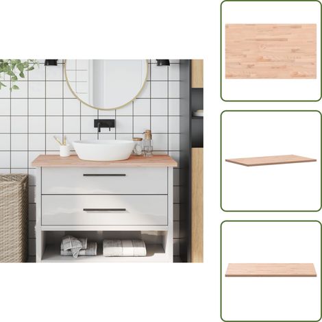 The Living Store Comptoir de salle de bain 100x60x2,5 cm bois massif de hêtre - Plan De Travail Cuisine - Comptoir Salle De Bain - Bois Massif - Hetre - Meubles Salle De Bain (1/5)