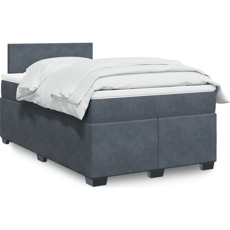 Boxspringbett mit Matratze Dunkelgrau 120x200 cm Samt