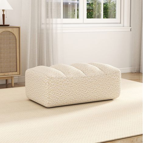 Canapé modulable ottoman en fleece granulé beige HAVRYA (1/5)