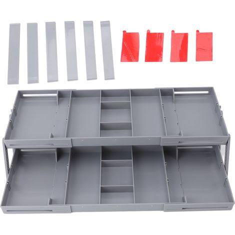boîte de rangement-Organisateur de bureau extensible pliable en plastique pour bijoux et cosmétiques 2 étages 11 pièces (1/5)