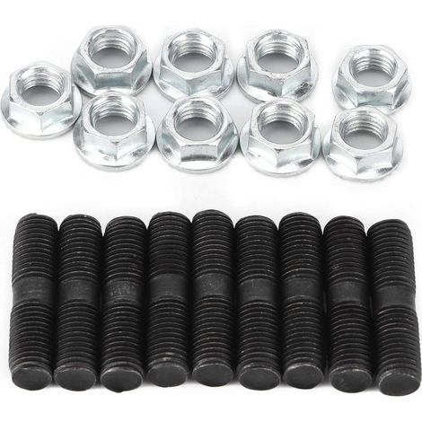 Goujon Turbo, Goujon Echappement M10, Goujon M10 x 1.25 Goujon 9Pcs Kit de goujons turbo M10x1,25 et écrous de blocage accessoire de véhicule de voiture (1/5)
