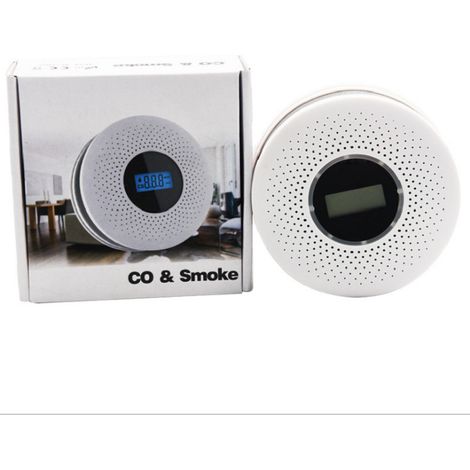 Détecteur d'alarme combiné de fumée et de monoxyde de carbone, alimenté par batterie, détecteur de fumée CO à double capteur avec (1/2)