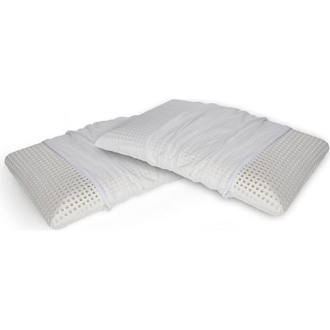Lot de 2 oreillers pour lit, Oreiller amovible en mousse à mémoire de forme perforée, Hypoallergénique et respirant, 70x40xh12 cm (1/5)