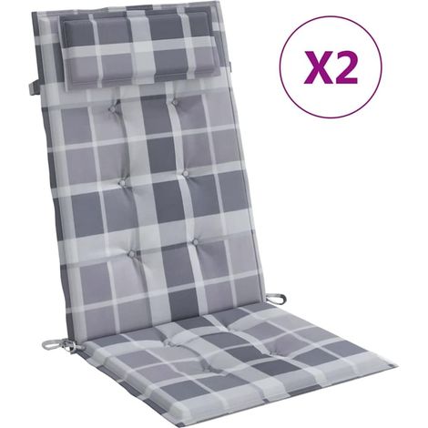 Maison Exclusive - Hochlehner-Auflagen 2 Stk. Grau Karomuster Oxf (1/5)