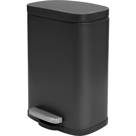 Pattumiera a pedale in acciaio 5lt nero opaco con chiusura rallentata Axin (1/4)