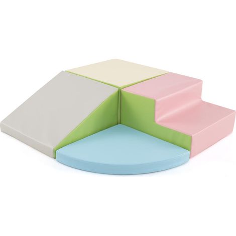 Assemblage facile - parcours motricité bébé 4 pièces en mousse, blocs à grimper, ramper et glisser (1/5)