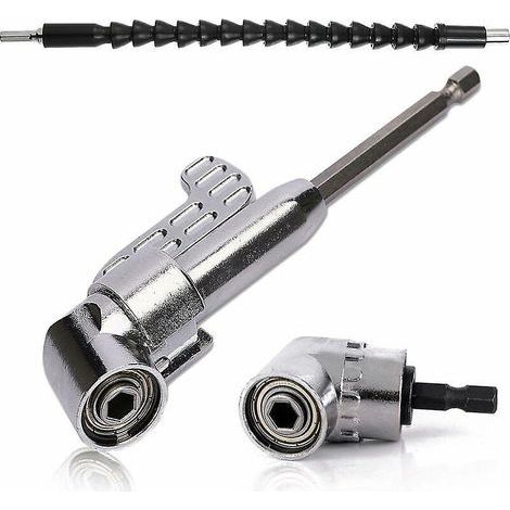 Adattatore per cacciavite ad angolo retto per trapano elettrico a 105 gradi (1 pezzo corto + 1 pezzo lungo) Adattatore per cacciavite flessibile da 1/4" per trapano elettrico (1/5)
