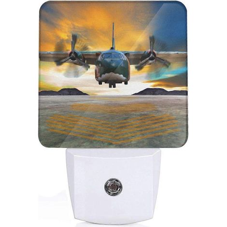 LED-Nachtlicht im Militärflugzeug-Design, automatischer Sensor, Steckdoseneinschaltung für Schlafzimmer, Flur, Badezimmer, 0,5 W, Weiß (US-Version)