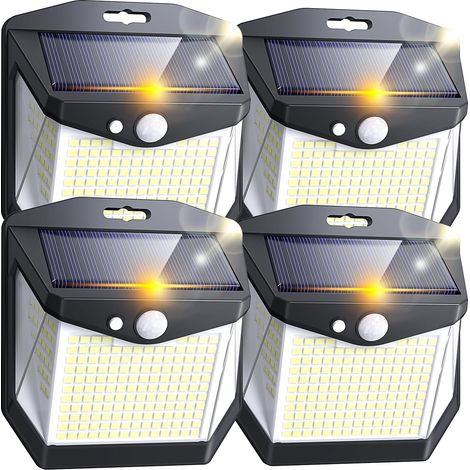 Lampe Solaire Exterieur Mouvement Détecteur: 248 LED Lampe Spot Solaire Extérieur Détecteur de Mouvement 3 Modes Exterieures Jardin Projecteur Solaires 270° Eclairage pour Patio Garage Lot de 4 [Class (1/4)