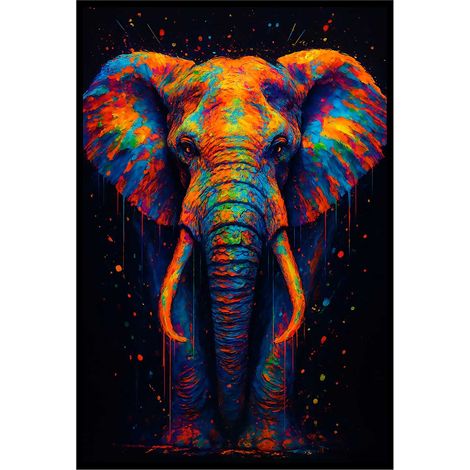 Affiche encadrée éléphant art coloré moderne