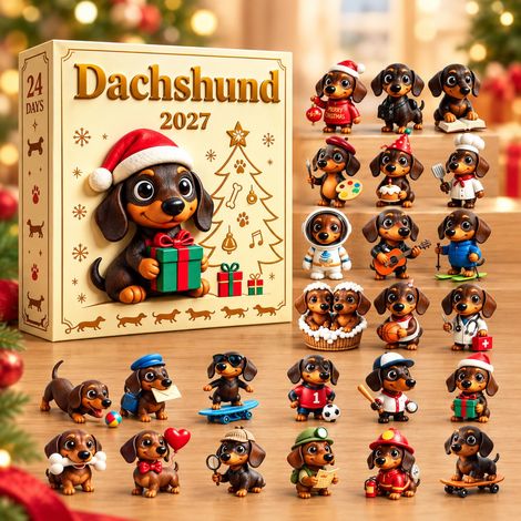 Calendrier De L'avent Teckel 3D 2026, 24 Jours 3D Chien Pendentifs