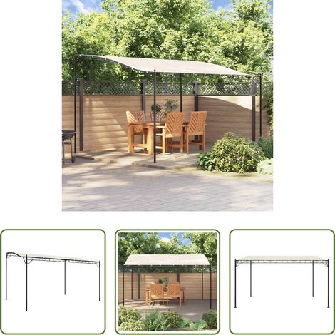 Wasserabweisend - Markise Creme 4x3 m 180 g/m² Stoff und Stahl (1/5)