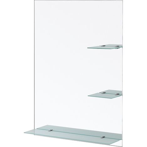Specchio bagno 60x80 cm a filo lucido con mensole in vetro satinato (1/3)