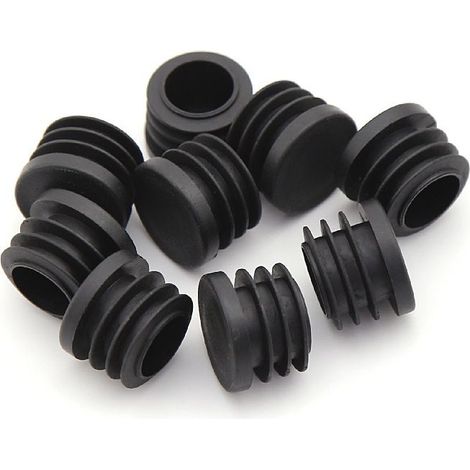 Bouchon en Plastique Rond, 20 pièces Bouchon d'extrémité de Tube Noir Bouchon de Chaise Glisse de Meubles /Jambe Tuyau Couvercle Insert 25mm (1/4)
