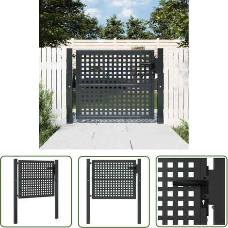 The Living Store Gartentor Anthrazit 105x125 cm Stahl - Gartentor - Metalltor - Stahltür - Zaun - Einfahrtstor (1/5)