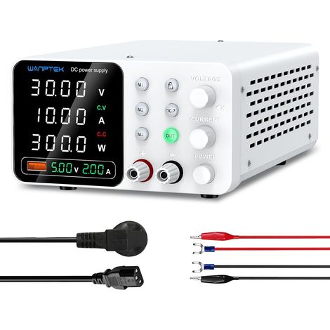 Alimentation de Laboratoire 30V 10A Réglable avec 3 Mémoires, Alimentation Stabilisée Réglable avec Protection OCP/Sorties/Charge Rapide USB-pour Réparation Électronique et Tests (1/5)