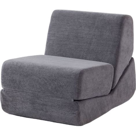 CAIziCanapé-lit gris pliable 3 plis pour adulte, banquette convertible mousse salon (1/5)