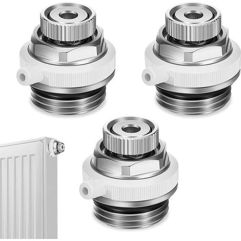 Vanne de radiateur à Purge Automatique, 3 Pièces Vanne de Purge BSP 1/2" Soupape Évacuation à Air Évent Automatique en Laiton à Air à Coupure (1/5)