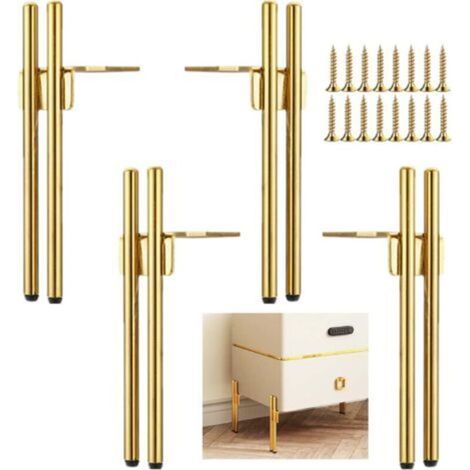 4 Golden Metal Furniture Legs, Stylish and Elegant Replacement Sofa Legs, 15cm Coffee Table Legs, TV Cabinet, Bathroom Cabinet (1/5)