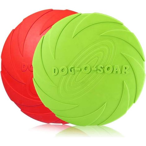 Frisbee Chien - Caoutchouc Naturel - Flottant - 15 Cm - Vert + Rouge - 2 Pièces (1/5)