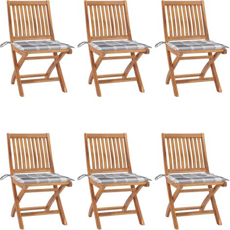 Sillas plegables con cojines, 6 unidades, madera maciza de teca. vidaXL (1/5)