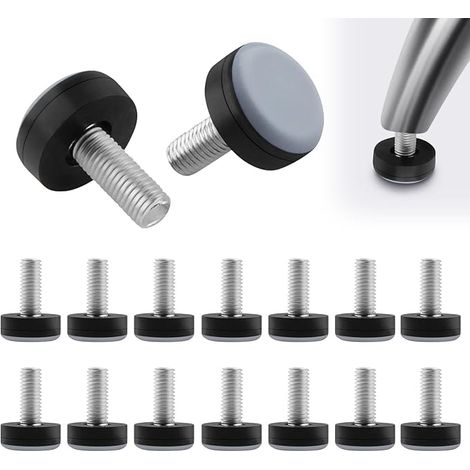 16 Pièces Patins en PTFE avec Filetage, Pied Reglable M8 20 mm Ronds Patins de Vérin avec Vis Poussoir Pieds de Nivellement Réglable Patin Teflon a Visser, pour Chaises Tables Meubles Sols (1/5)