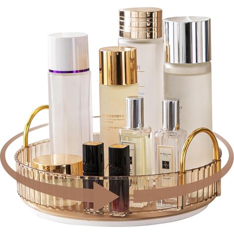 1 - Organisateur de maquillage - Organisateur de cosmétiques - Rotation 360° - Stockage produits de soin Salle de bain Bureau Ambre 1 couche