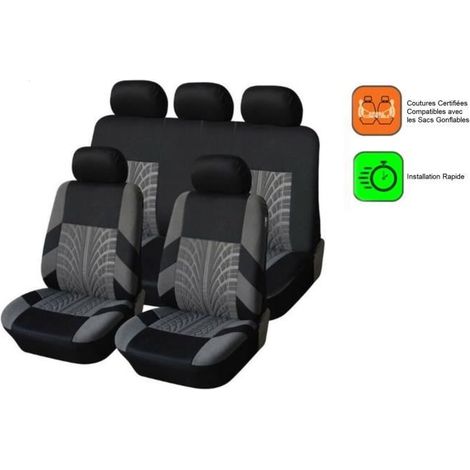 Housses de siège pour Volkswagen Golf - Gris - Universel - 9 pièces (1/4)