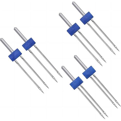 6 Pièces Aiguille double, Acier inoxydable, 3 tailles 2.0/90 3.0/90 4.0/90, Jersey stretch, Machine à coudre (1/5)