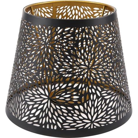 Abat-jour en métal - E14 E27 - Avec ombre d'arbre - Pour lampe de table et 13 x 19 x 15 cm - Design creux - Pour décoration de chambre à coucher - Noir (1/5)