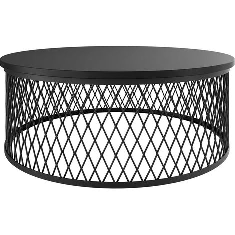 Mesa de centro Oswego 128, Negro, 30x0x0cm, Diámetro: 75, Aglomerado laminado, Redonda