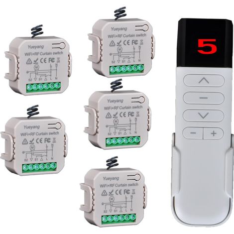 Commutateur de volets roulants WiFi avec télécommande RF433 mhz, module interrupteur Wifi pour volets roulants et rideaux, compatible avec 5 (1/5)