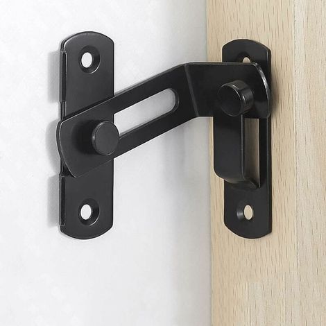 Gâche de porte à angle droit de 90 degrés, verrou incurvé, verrou coulissant pour porte et fenêtre - Noir (1/5)