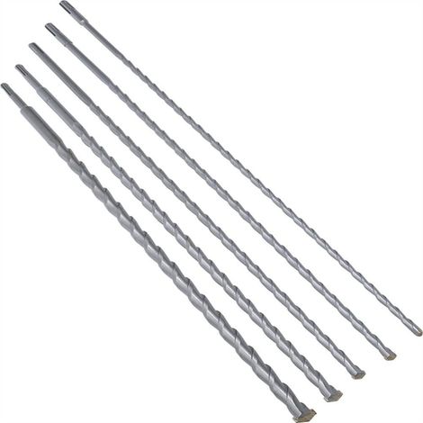 Bgs Technic – Lot de 5 forets béton SDS – Extra longs 600 mm – Ø 8/10/12/16/20 mm – Carbure de tungstène pour perçage précis