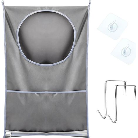TNSLAND Sac à Linge Suspendu vaste Panier à Linge Mural 50x77cm avec 2 métal Inoxydable Oxford Sac (1/5)