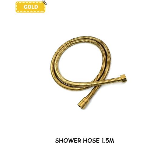 (Tuyau doré brillant) Accessoires de douche et de salle de bain en laiton doré brossé, pommeau de douche rond ou carré haute pression à économie d'eau pour baignoire et baignoire (1/5)