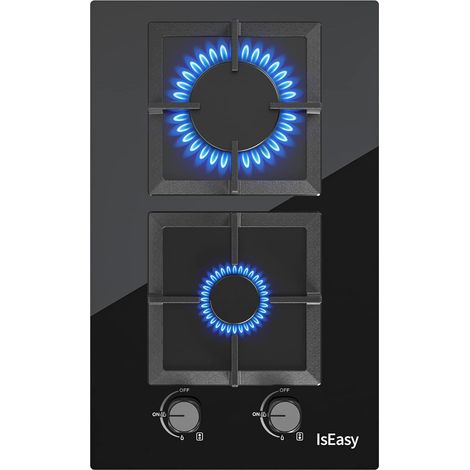 Iseasy – Plaque de cuisson gaz 2 foyers – Encastrable 52 x 31 cm – Puissance 3700W – Compatible gaz naturel et propane