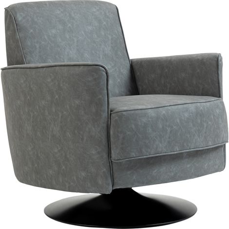Upholstered Swivel Accent Chair Thick Padding, Grey (1/5)