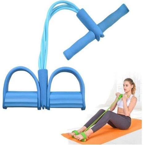Corde De Tension Multifonctionnelle Résistance Formation 4 Tube Jambe Exerciseur Bande Pédale Équipement de Gym, Bleu (1/4)
