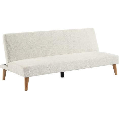 sweeek - 3-Sitzer Schlafsofa mit Bouclé-Bezug und Holzfüßen