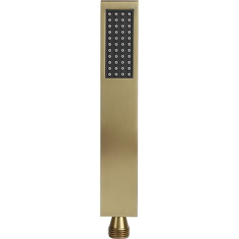 Pommeau de douche plat et carré G1/2, pulvérisateur portatif entièrement en cuivre pour salle de bain (or brossé) (1/5)