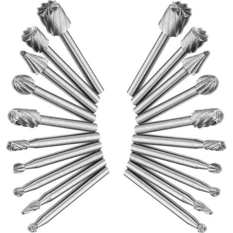 20pcs 3.1mm Queue Rape Rotative en Acier à Grande Vitesse à bois et plastique Pour Dremel Rotatif Outil Utilisé Pour Fine Sculpture Sur Bois,Plastique,Fraises Rotatives (1/5)