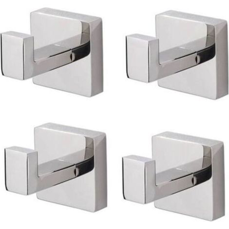Set mit 4 Handtuchhaken fürs Badezimmer, quadratische Kleiderhaken aus Edelstahl für Handtücher, Mäntel, Kleider, Schränke und Türen (1/5)