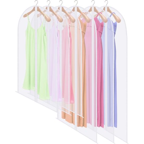 YORKING 6 Pack Dustproof Clothes Covers Waterproof Breathable Garment Covers Suit Coat Dress Storage Protector Translucent Clothes Covers Hanging Clothes Bags with Zip (1/5)