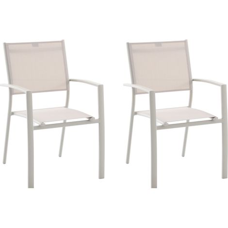 Lot de 2 fauteuils de jardin empilable Faro Beige- Jardideco