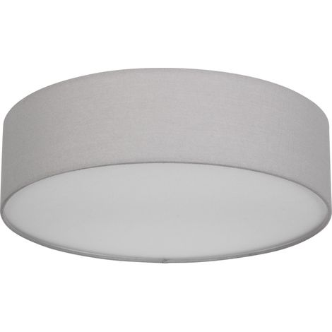 Plafonnier chambre - 40cm, rond, avec abat-jour en tissu, grijs (1/5)